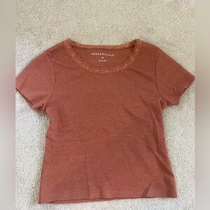 Aeropostale waffle cropped tee - burnt orange